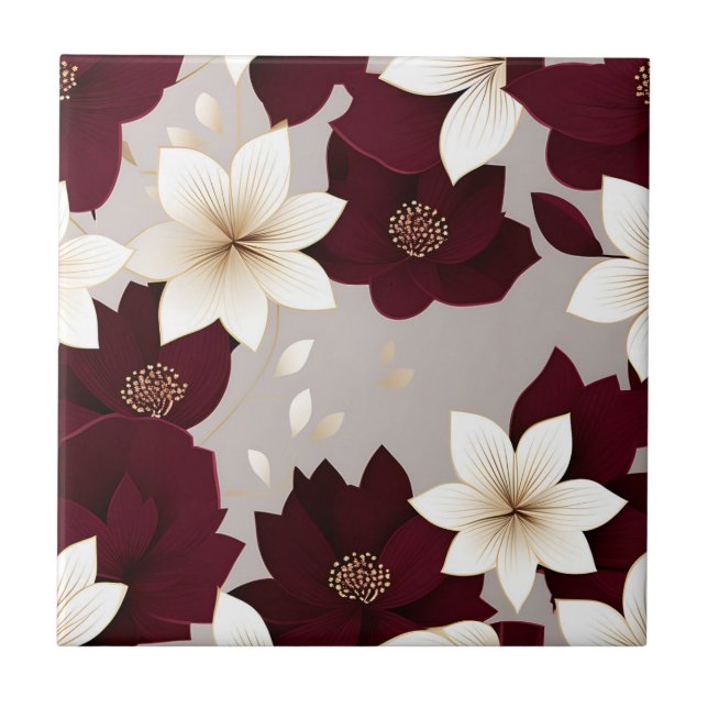 Azulejo Borgoña floral audaz moderna (Frente)