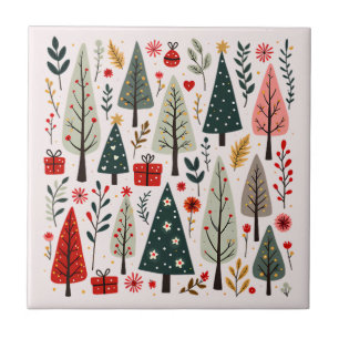 Azulejo Bosque de árboles de Navidad caprichosos