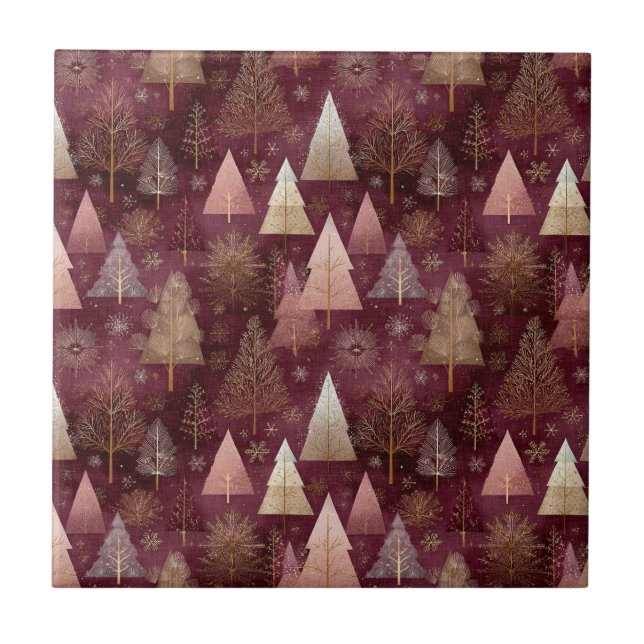 Azulejo Bosque de invierno elegante patrón de Navidad (11) (Frente)