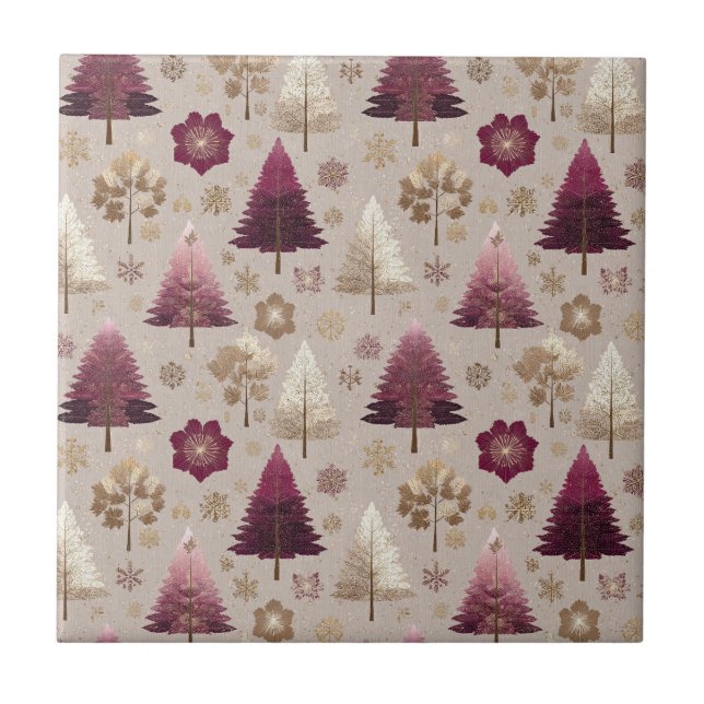 Azulejo Bosque de invierno elegante patrón de Navidad (7) (Frente)