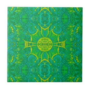 Azulejo Bosque de mariposa Patrón árabe bohemio Verde