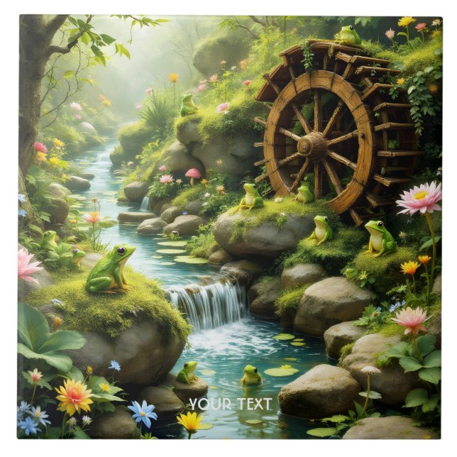 Azulejo Bosque del río Fantasy Cute Frog (Frente)