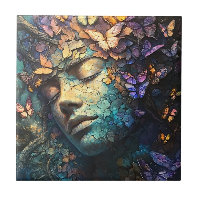 Azulejo Bosque Encantado de la Diosa Mariposa (7) (Frente)