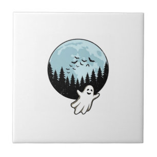 Azulejo Bosque Lunar Antiguo Fantasma de Halloween_1
