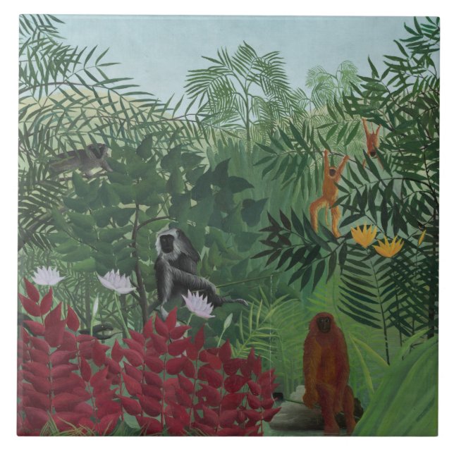 Azulejo Bosque tropical con simios y serpientes (Rousseau) (Frente)