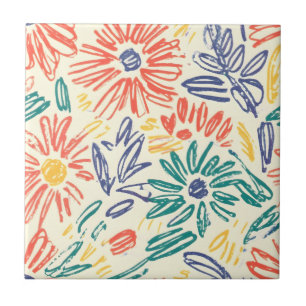 Azulejo Bosquejo de Flor Silvestre Vintage (11)