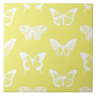 Azulejo Bosquejo de la mariposa, oro de la mostaza y