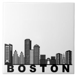 Azulejo Boston Skyline Silhouette 
