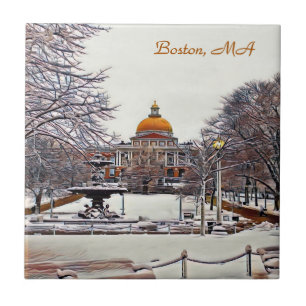 Azulejo Boston State House en invierno