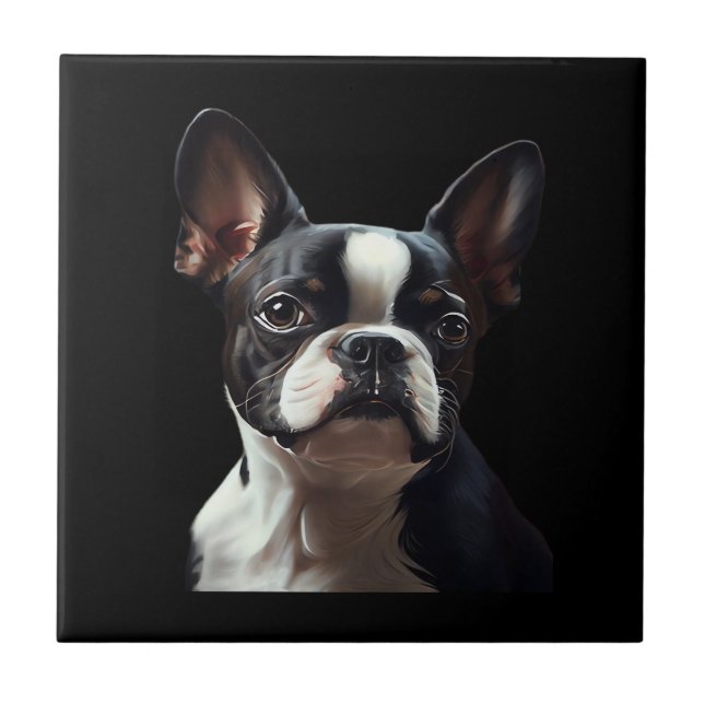 Azulejo Boston Terrier - Oil Paint Classic T-Shirt (Frente)