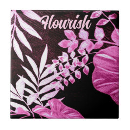 Azulejo Botanical Tropical Leaves Palm Pink Personalized