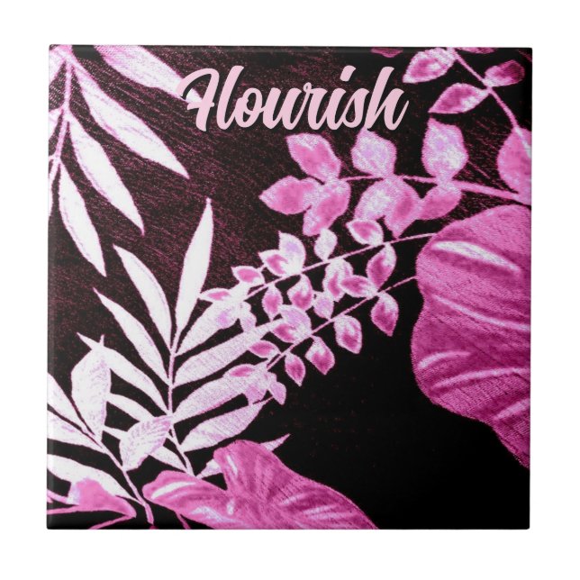 Azulejo Botanical Tropical Leaves Palm Pink Personalized (Frente)