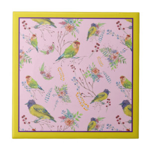 Azulejo Botánico de Pájaros