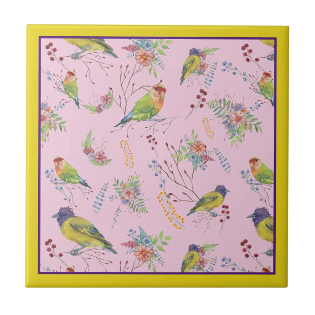 Azulejo Botánico de Pájaros (Frente)