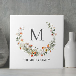 Azulejo Botánico floral acuarela caprichosa monograma 