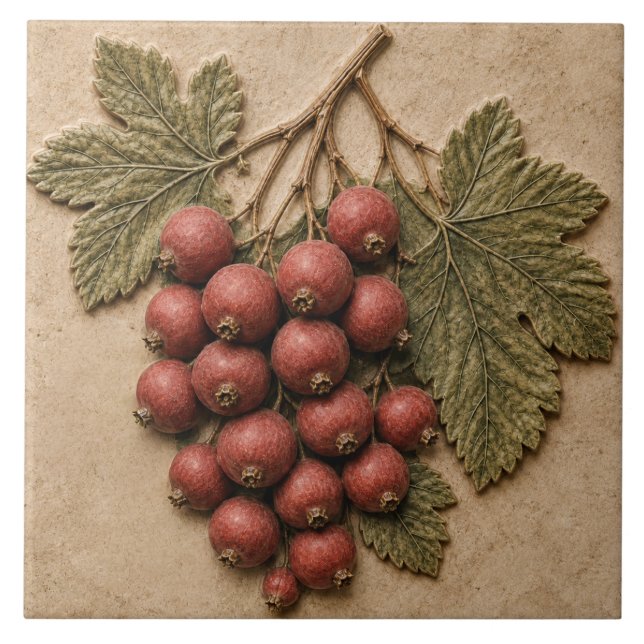 Azulejo Botánico Otoño de Fruta Roja (Frente)
