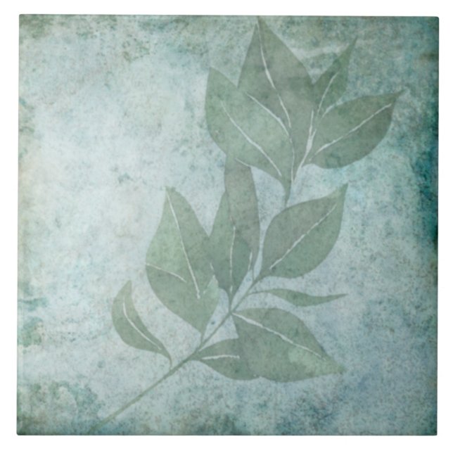 Azulejo Botánico Viejo - Aqua y Hueso V6 (Frente)