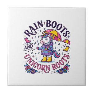 Azulejo Botas de lluvia de unicornio y camiseta comercial