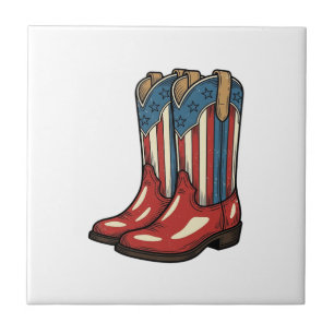 Azulejo Botas de vaquera patrióticas vintage Camisa occide