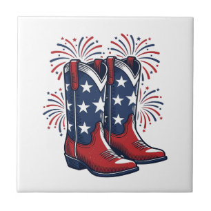 Azulejo Botas de vaquero patrióticas Diseño de camisa west