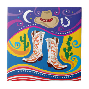 Azulejo Botas de Vaquero y Estrellas del Desierto