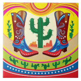 Azulejo Botas de Vaquero y Sol del Desierto