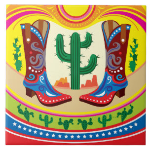 Azulejo Botas de Vaquero y Sol del Desierto