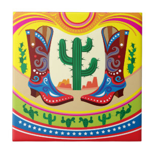 Azulejo Botas de Vaquero y Sol del Desierto