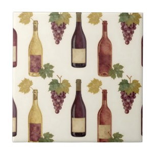 Azulejo Botella de Vino Antiguo con Patrón de Vid