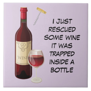 Azulejo Botella de vino y ilustracion de vidrio