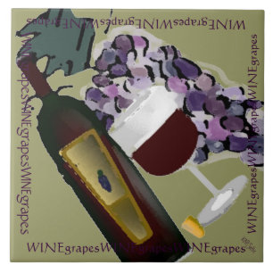 Azulejo Botella de vino y uvas M