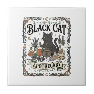 Azulejo Botica de Gato Negro Bruja Mística Apothecary 