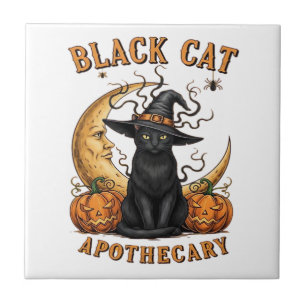 Azulejo Botica del Gato Negro � Halloween Bruja Luna y Cal