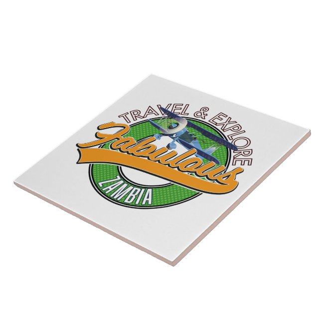 Azulejo Botón de viaje explora la fabulosa Zambia (Lado)