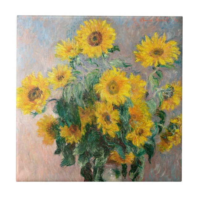 Azulejo Bouquet de girasoles por Monet Impresionist (Frente)
