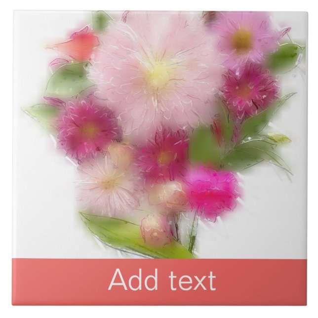 Azulejo Bouquet floral rosa (Frente)