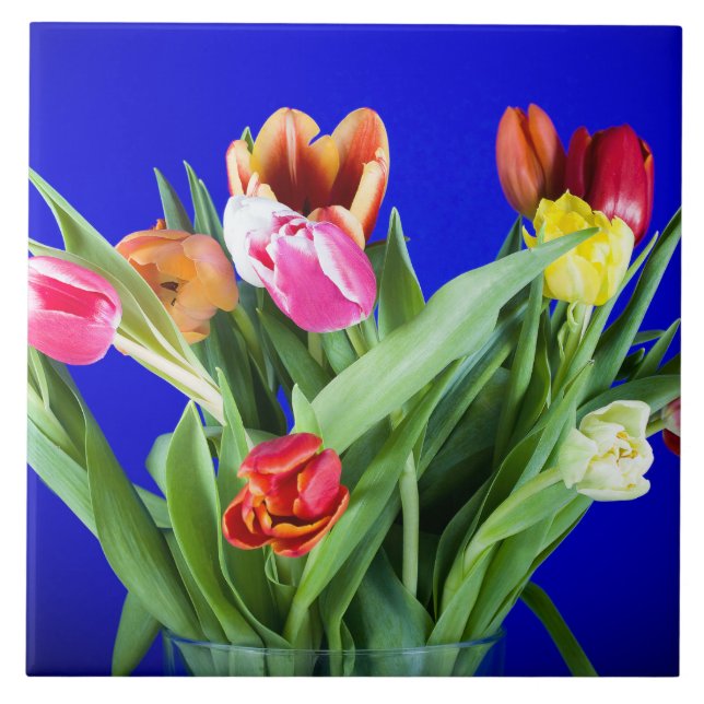 Azulejo Bouquet of tulips on blue (Frente)