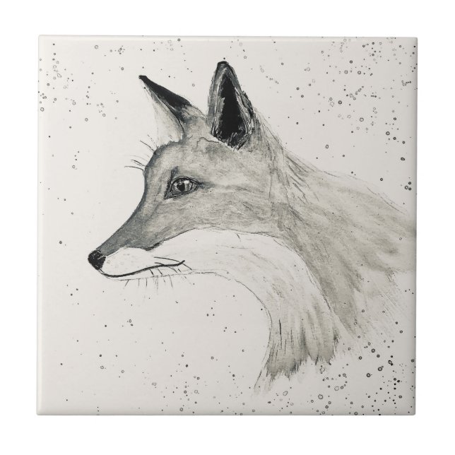 Azulejo Bóvedas de bosque de Fox vintage acuarela (Frente)