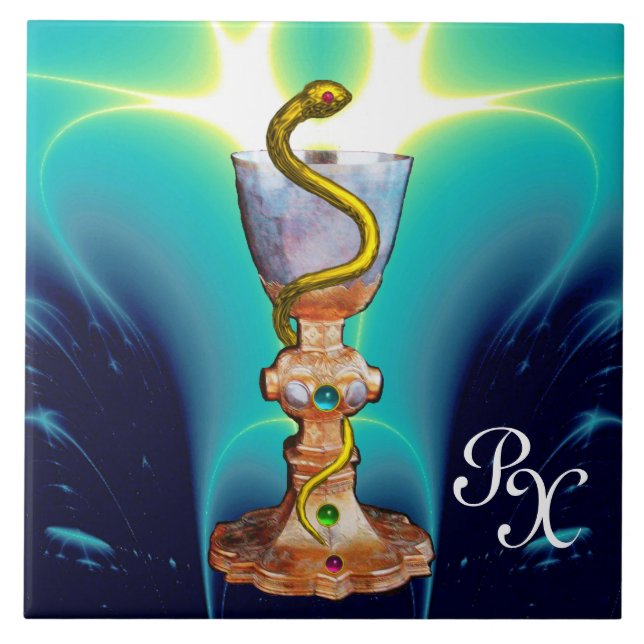 Azulejo BOWL DE HYGEIA MONOGRAM Medicina, Farmacia Azul (Frente)