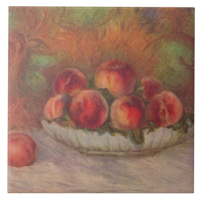 Azulejo Bowl de Peaches (por Pierre-Auguste Renoir) (Frente)