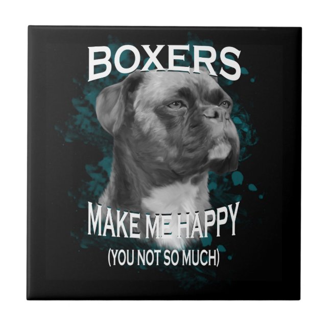 Azulejo Boxer Dog Animal Aovers Art Textos (Frente)