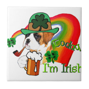 Azulejo Boxer Dog St Patrick's Day