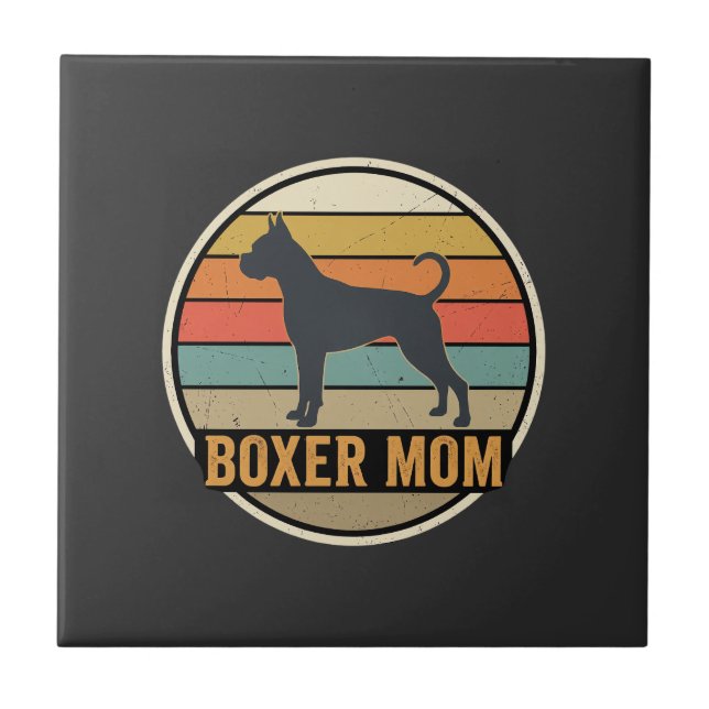 Azulejo Boxer Mamá Retro Atardecer Perro (Frente)