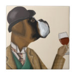 Azulejo Boxer Wine Snob<br><div class="desc">Boxer Wine Snob por Fabfunky. Cuenta con un boxeador bien vestido que disfruta del vino. | 190951D</div>