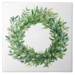 Azulejo Boxwood Wreath Simple Watercolor Farmhouse<br><div class="desc">Una cerámica perfecta para la decoración. Se utilizó una simple acuarela para hacer esta cerámica de granja.</div>