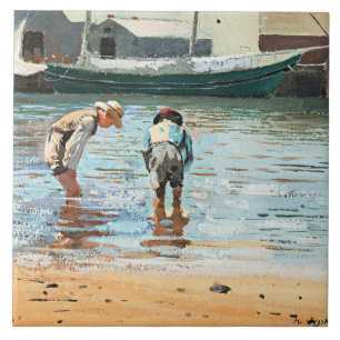 Azulejo Boys Wading, obra de arte famosa de Winslow Homer