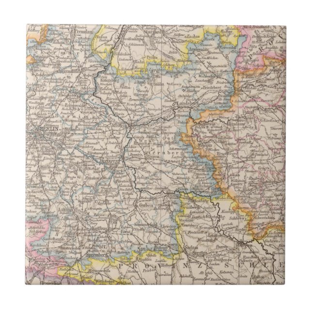 Azulejo Brandeburgo, mapa del atlas de Posen (Frente)