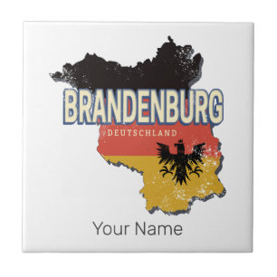 Azulejo Brandenburg Alemania Retro State Map Vintage