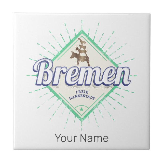 Azulejo Bremen City Alemania Ciudad Retro Ciudad Música Vi (Frente)