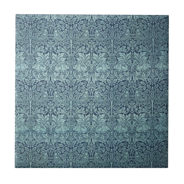 Azulejo Brer Rabbit por William Morris Blue Textile Patter (Frente)